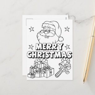 Colour In Christmas Holiday Postcard