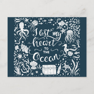 Colour in I lost my heart to the ocean illustratio Postcard