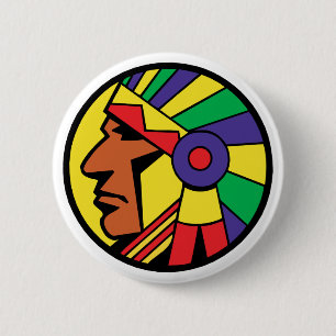 Colour Indian Head 6 Cm Round Badge