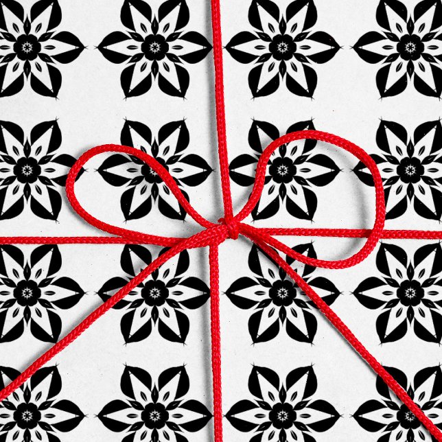 Colour it! Black flower wrapping paper (Creator Uploaded)