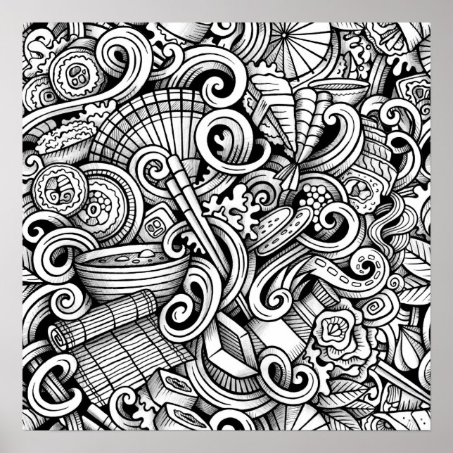 Colour It Poster Japanese Food Art (Front)