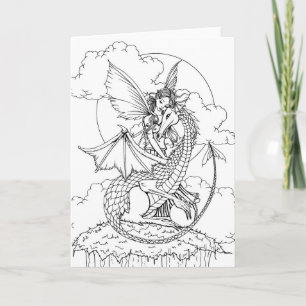 Colour it Yourself Fairy and Dragon Drawing Card