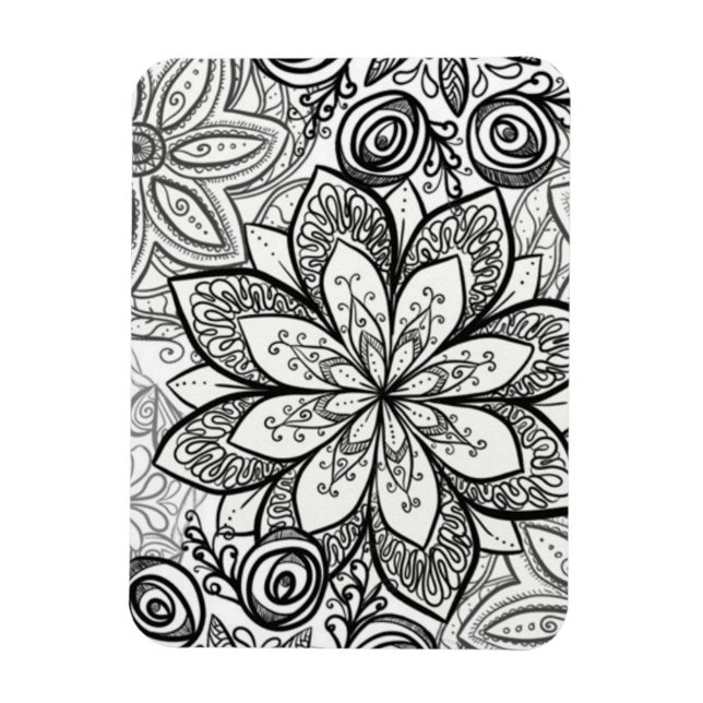Colour It Yourself Magnet - Floral 1 (Vertical)