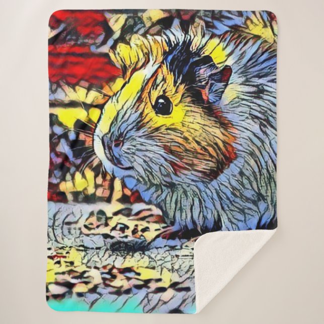 Colour Kick -Guinea Pig Sherpa Blanket (Front)