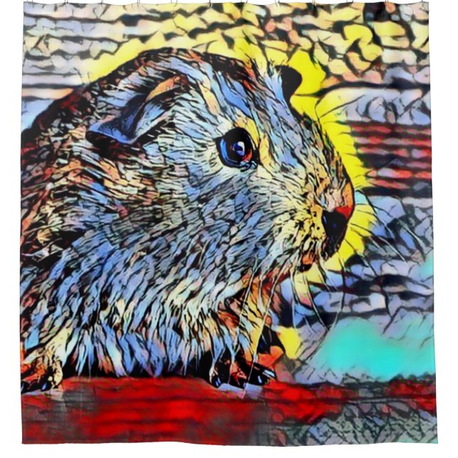 Colour Kick - Guinea pig Shower Curtain (Front)
