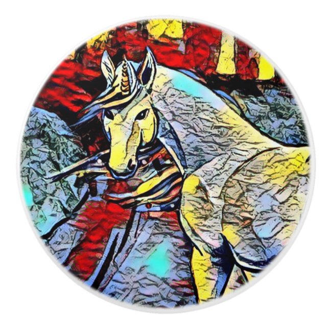 Colour Kick - Unicorn Ceramic Knob (Front)