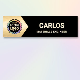 Colour Logo Classic Black Gold Chevron Company ID Name Tag