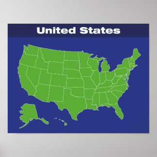 Colour Map of the United States Poster
