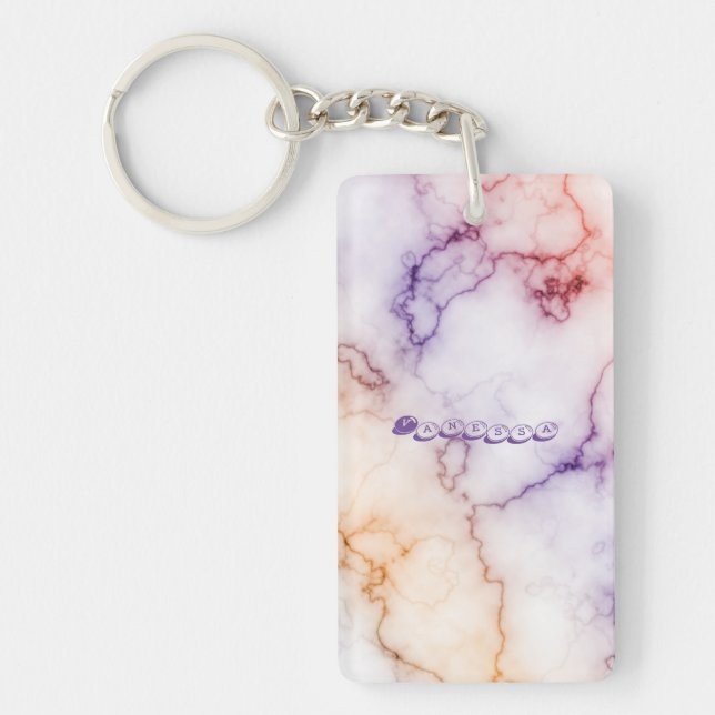Colour Marble Pattern Personalisation Key Ring (Front)