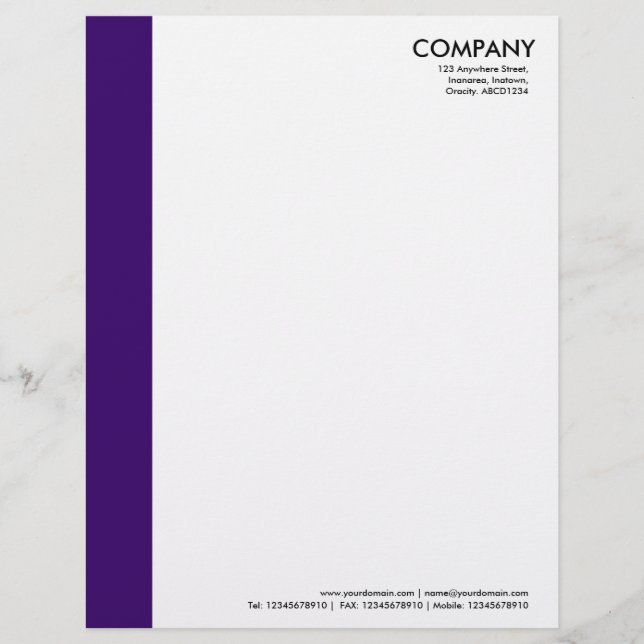 Colour Margin - Deep Purple Letterhead Template (Front)