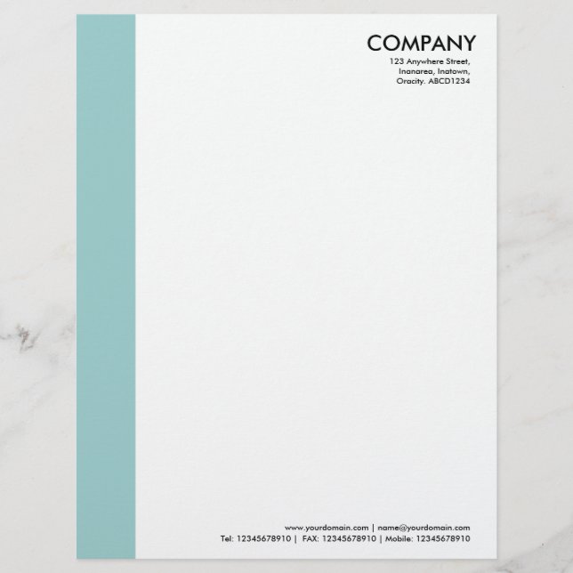 Colour Margin - Light Blue Green Personalized Letterhead (Front)