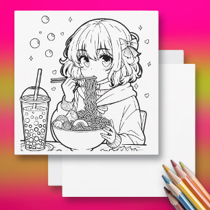 Colour Me   Anime Ramen Themed Colouring Page Card