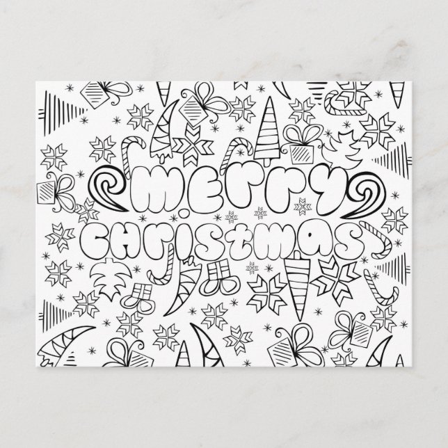 "Colour me" anti stress "Merry Christmas" card (Front)