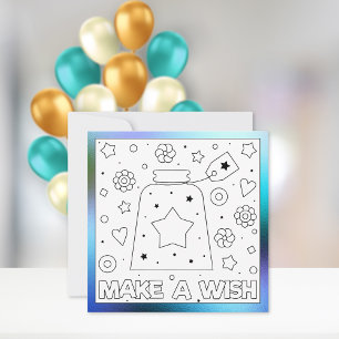 Colour Me Birthday Make a Wish Activity Card