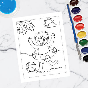 Colour Me Boy Wearing Float Tube Activity Cards
