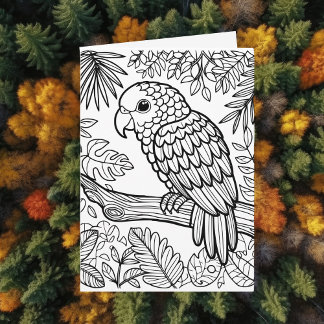 Colour Me Card | Amazon Parrot | Saying Hello