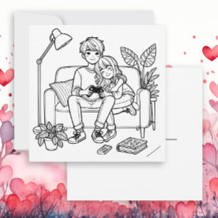 Colour Me Card Anime Girl Boy Gaming