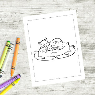 Colour Me Cat Sleeping Kids Activity Cards