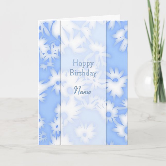 Colour Me Daisies Sky Blue Birthday Card (Front)