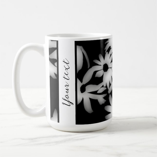 Colour Me Daisies White on Black Coffee Mug (Left)