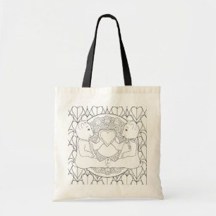 Colour Me DIY Teddy Bear Hearts Tote Bag