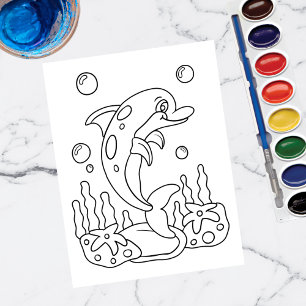 Colour Me Dolphin   Kids Activity Cards