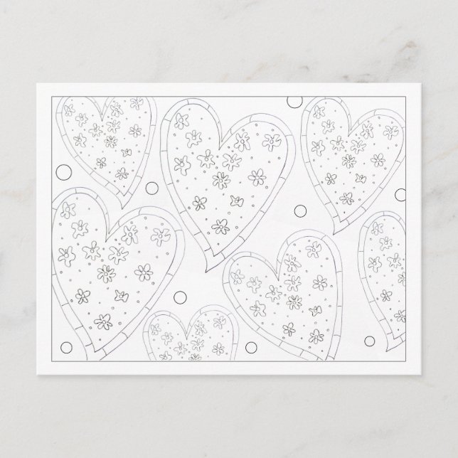 Colour Me Flower Hearts Postcard (Front)