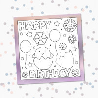 Colour Me Happy Birthday Chick | Activity Card