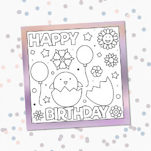 Colour Me Happy Birthday Chick   Activity Card
