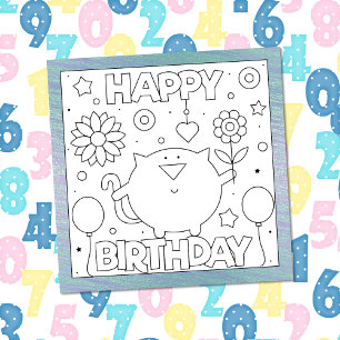 Colour Me Happy Birthday Kitten   Activity Card