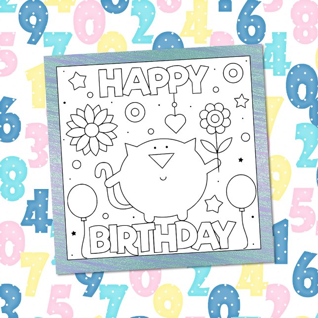 Colour Me Happy Birthday Kitten | Activity Card (Creator Uploaded)
