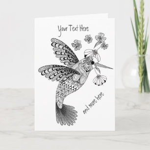 Colour Me Hummingbird Floral DIY Card