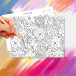 Colour Me In B4 Giving Jasmine•Custom Postcard<br><div class="desc">Designed with a jasmine,  flower pattern,  black,  lined art.  Send them your colourized artwork as a gift.  Also,  customise the back before giving them!</div>