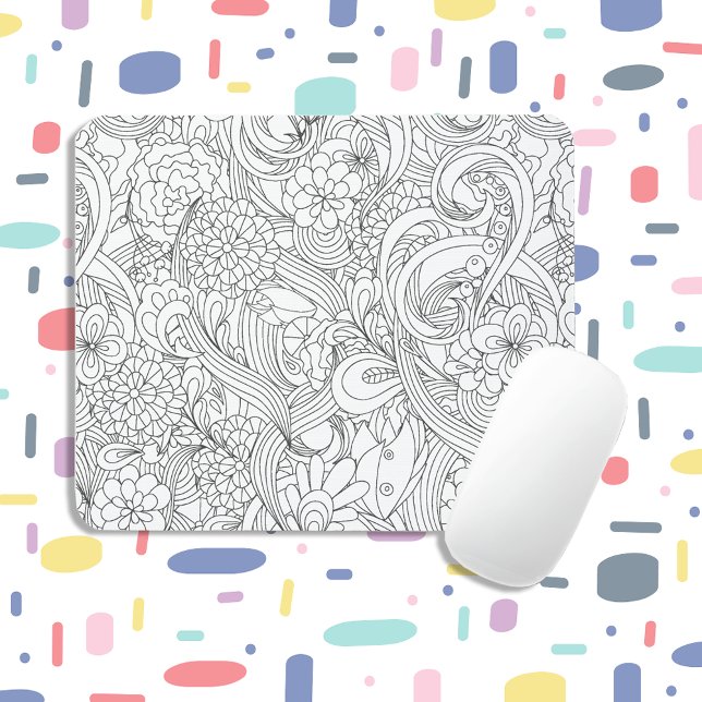 Colour Me In•Camellia Flower Pattern Mouse Pad (Creator Uploaded)