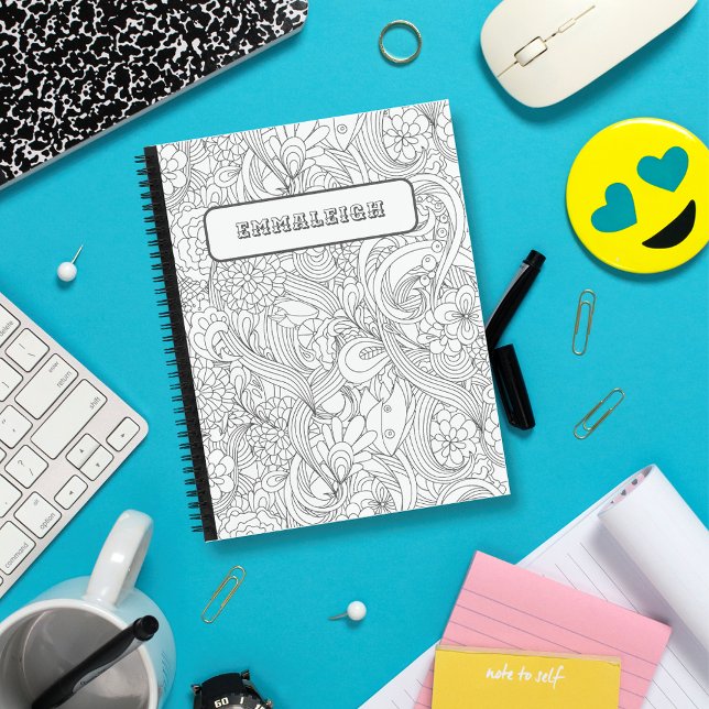 Colour Me In Camellia Flower Pattern Notebook (Creator Uploaded)