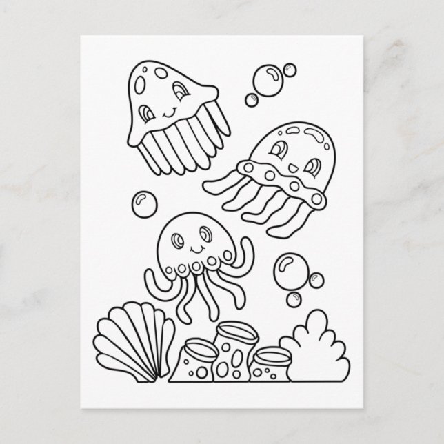 Colour Me Jellyfish | Kids Activity Cards (Front)