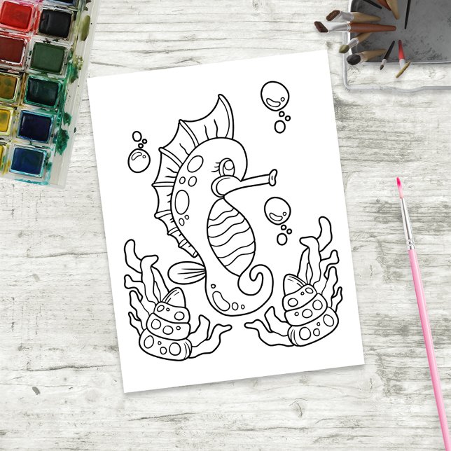 Colour Me Large Seahorse | Kids Activity Cards (Creator Uploaded)