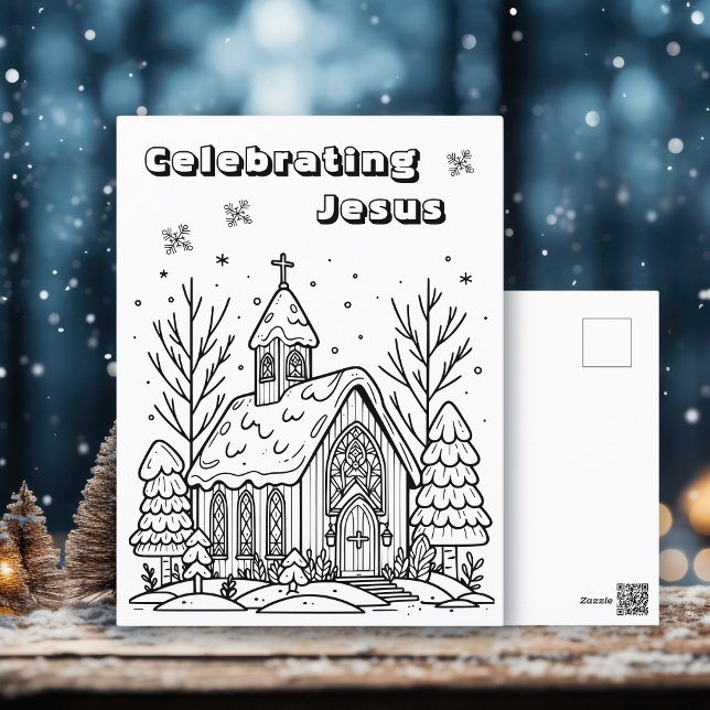 Colour Me Page | Christmas Church Postcard (Creator Uploaded)