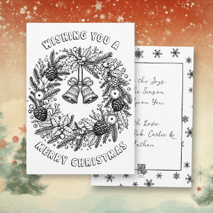 Colour Me Page Christmas Wreath Holiday Card