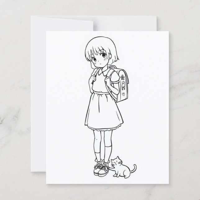 Colour Me Page for Kids | Anime kitten (Front)