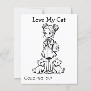 Colour Me Page for Kids   Anime Love my cat