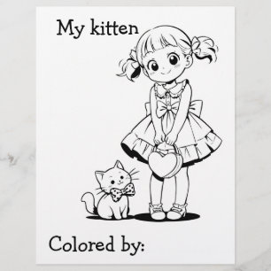 Colour Me Page for Kids   Anime My kitten