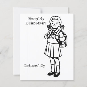Colour Me Page for Kids   Anime Naughty Schoolgirl
