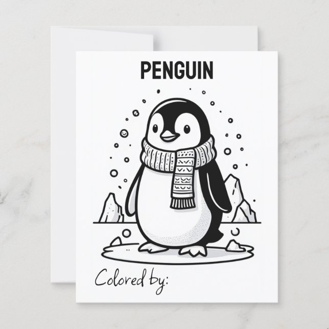 Colour Me Page for Kids | Anime Penguin (Front)