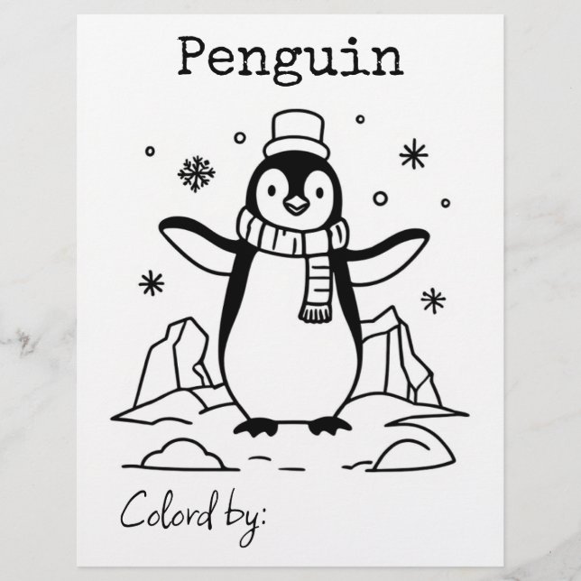 Colour Me Page for Kids | Anime Penguin (Front)
