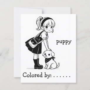 Colour Me Page for Kids Anime puppy