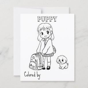 Colour Me Page for Kids   Anime puppy