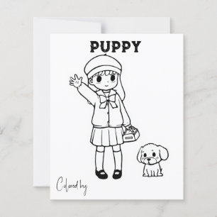 Colour Me Page for Kids   Anime puppy personalise