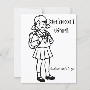 Colour Me Page for Kids Anime School Girl