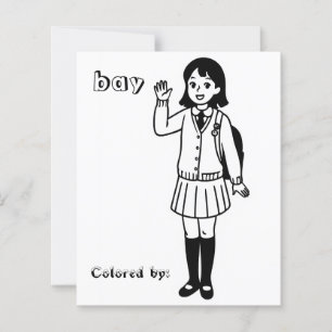 Colour Me Page for Kids   Anime School Girl